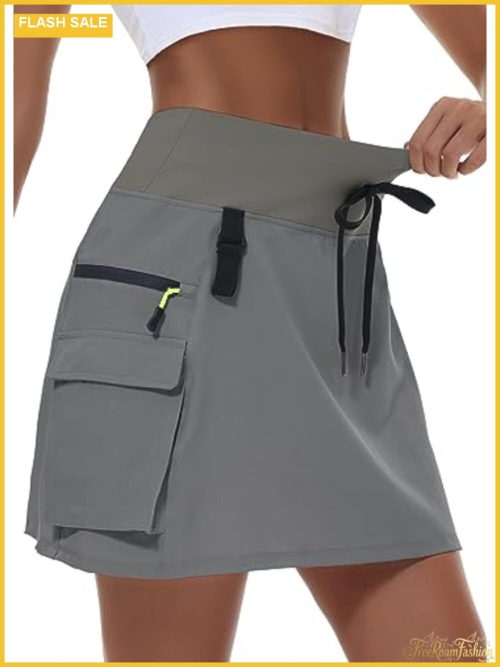 Polyester Spandex Hiking Cargo Skorts with Zipper Pockets